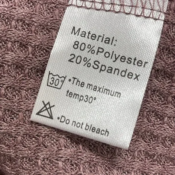 Iwollence Womens Small Waffle Knit Top Mauve Long Sleeve V Neck Tie Knot NWTs - Picture 8 of 8